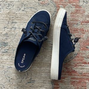 Navy Sperry Slip Ons